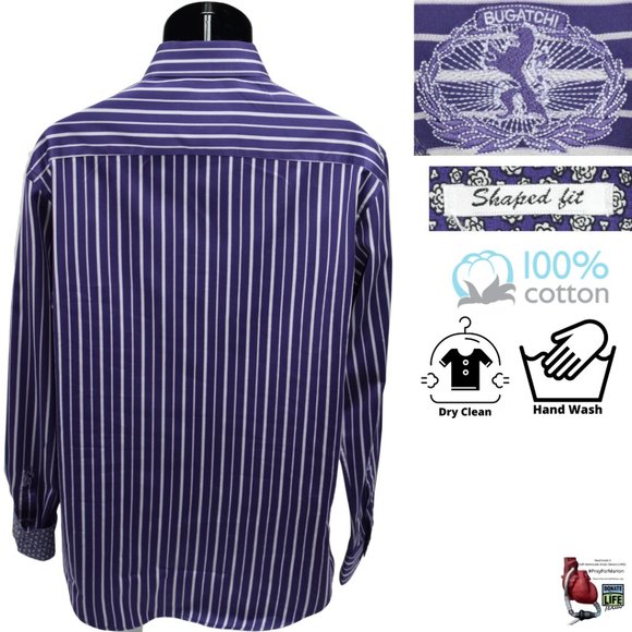 BUGATCHI UOMO L Shaped Fit L/S Purple - Picture 2 of 3